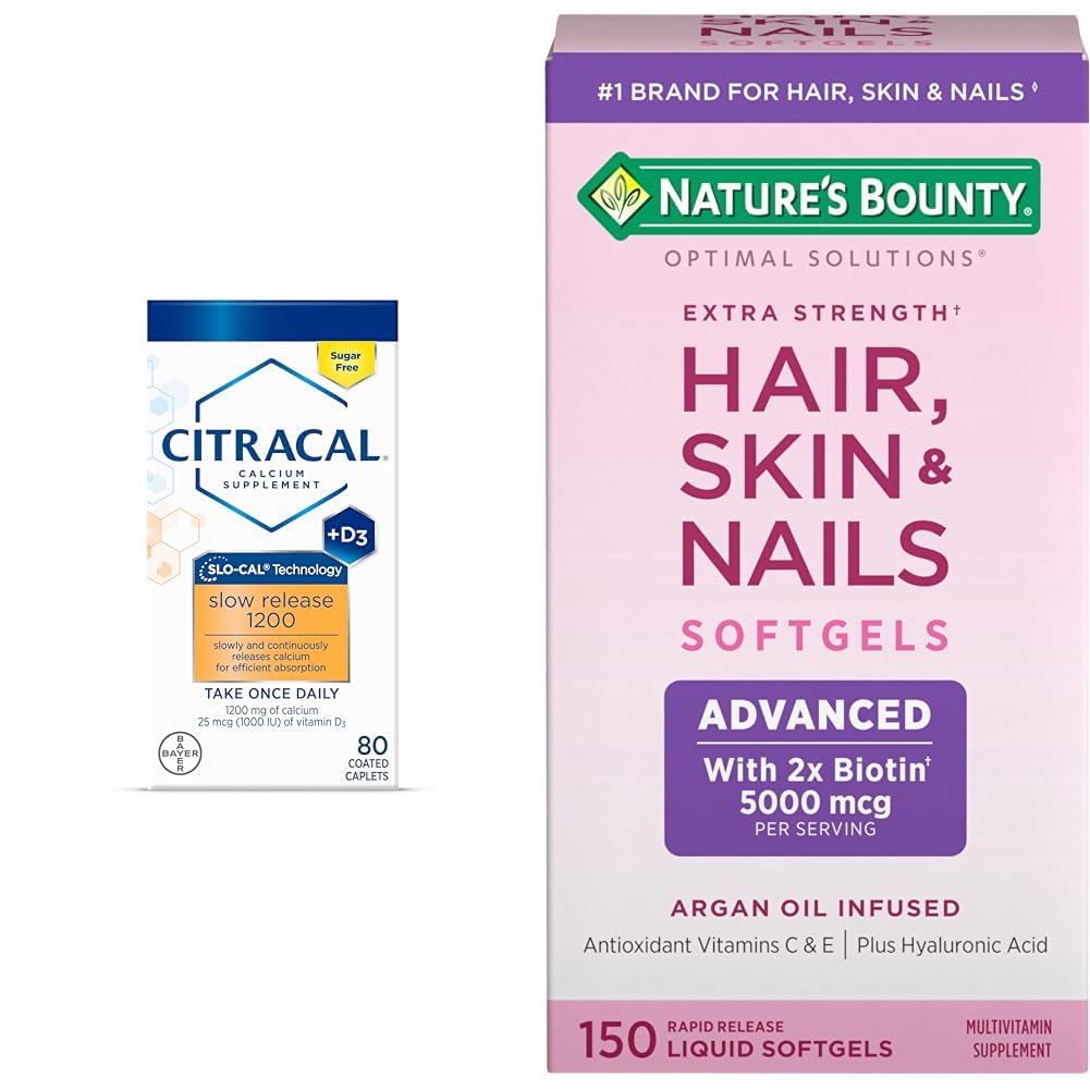 Citracal Slow Release 1200, 1200 mg Calcium Citrate with Vitamin D (1000 IU), Vitamin D3, Bone Health Support, Calcium Supplement for Ages 12+, 80 Count